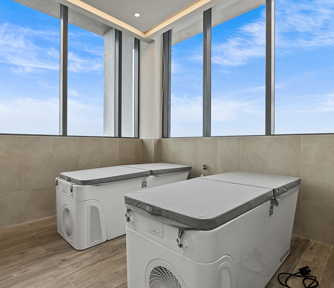 Aer wellness spa with cold plunge tubs.